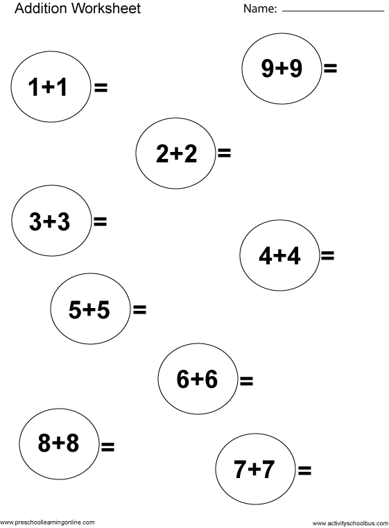 Worksheets For Math. Math Worksheets - addition